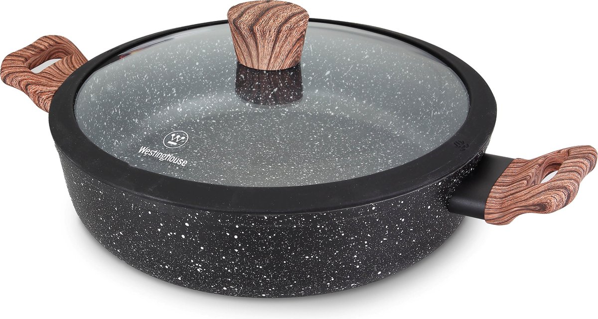 Westinghouse Hapjespan Inductie - Ø 28 cm - Zwart Marmer Wood - Speciale Editie