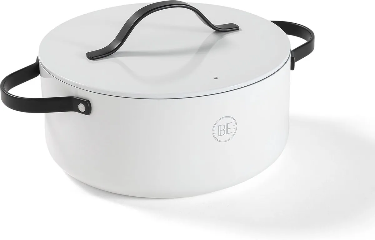 BE Living Braadpan met Deksel - Ø 24 cm - Wit
