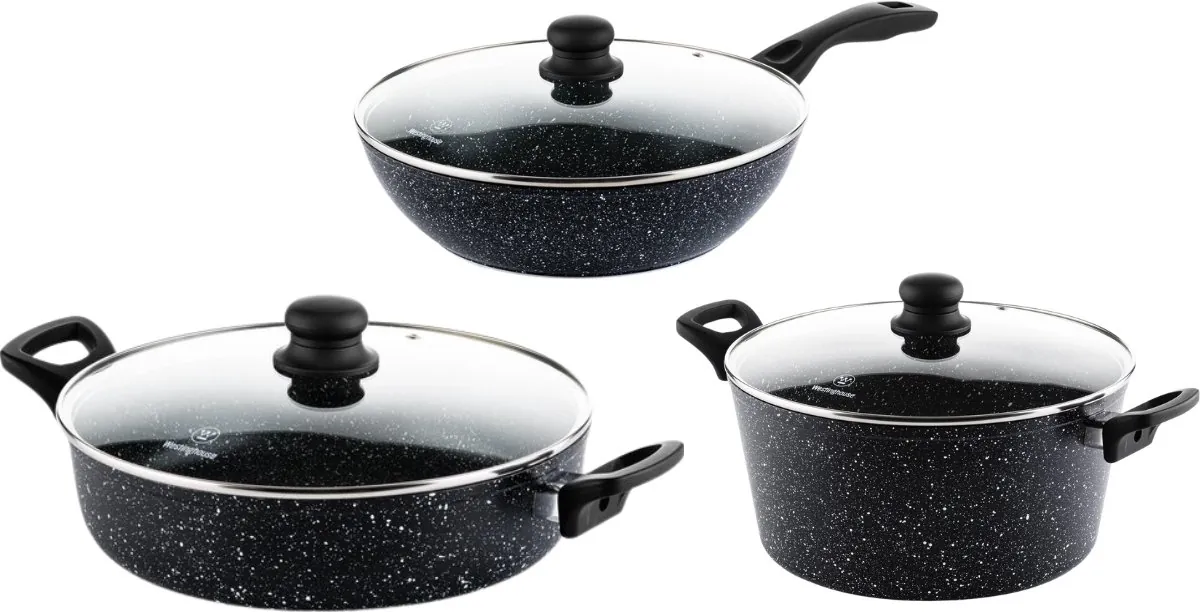 Westinghouse Pannenset - Black Marble - 3-delig